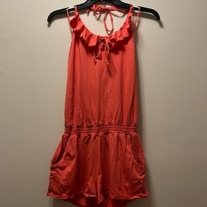 Coral Halter Romper